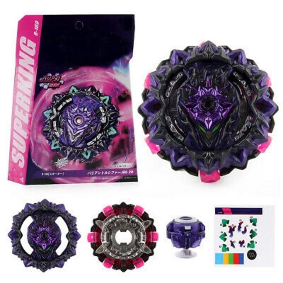 Picture of SuperKing Beyblade Burst B-169 Starter Variant Lucifer .Mb 2D & First Urranus Starter + LR String LR (Left & Right Spin) & Weight Damper Grip - Black