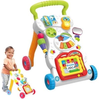 Picture of Children Musical Walker, Push & Pull Toy for Toddlers & Kids, Baby Activity Walker Toy Comes with Two Patterns : Sit and Play, Stand and Walk - Multicolor