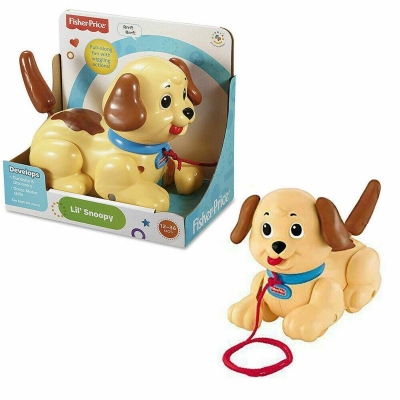 Picture of Fisher-Price Brilliant Basics Lil Snoopy Pull Along Toy For Kids- H9447