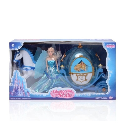 Picture of Princess and Carriage 3 Piece Set Includes Doll Carriage and Horse - Blue