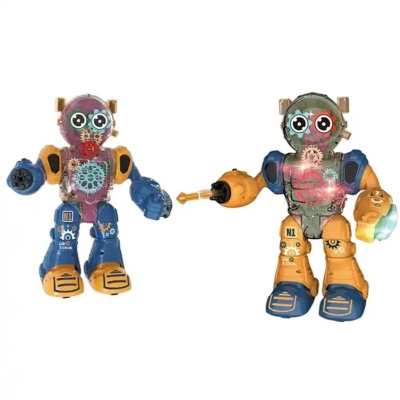 Picture of Kids rotation colorful gear electric walking dancing robot toys sound light - Orange