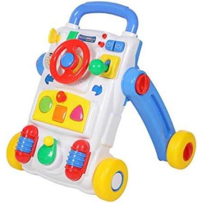 Picture of activity learning walking 4-wheel plastic cart 2 in 1 multifunctional push stroller musical happy baby walker - Multicolor