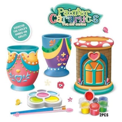 Picture of Family Center Ceramic Tea Set With Coloring Tools - Multicolor