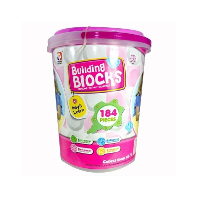 Picture of Building Blocks for Kids Bucket System 184 PC's Multi-color Blocks Red