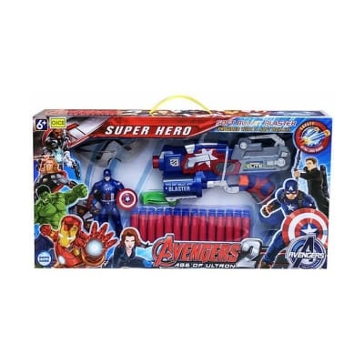 Picture of Gun set SOFT BULLET BLASTER CAPTAIN AMERICA (14 BULLET) - Multicolor