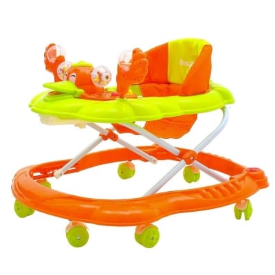 Picture of Baybee Louis Round Baby Walker for Kids with 3 Position Height Adjustable Kids Walkers,Fun Musical Toy Bar Rattles Toys Ultra Soft Seat&Activities for Babies Child 6 Months to 2 Years (Orange) - Orange