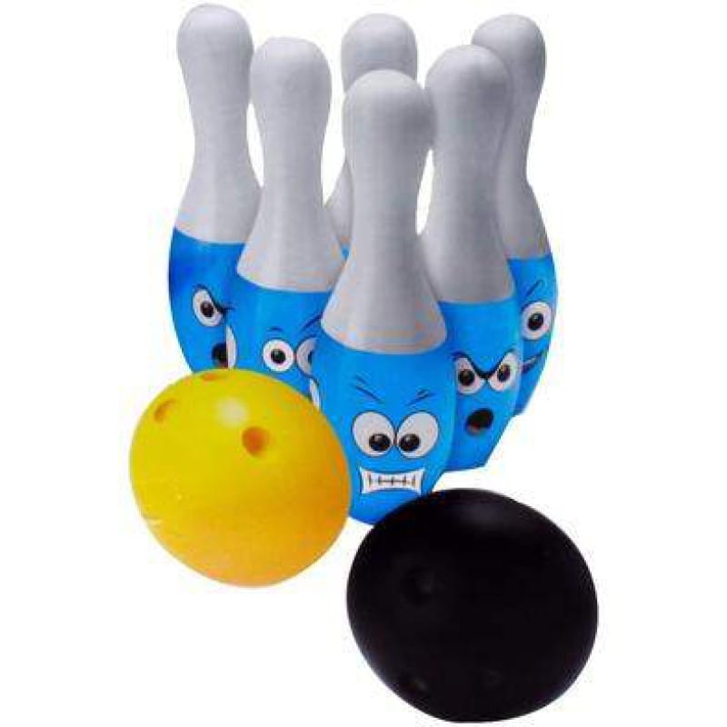 Picture of Bowling Set Toy with Emoji drawing for Kids ( Bowling Game Set 6 Bottles and 2 Balls ) 8825BI - Blue