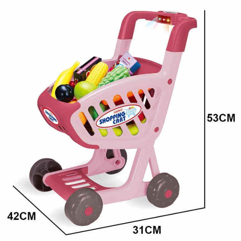 Picture of Musical Supermarket Fruit Trolley Groceries Shopping Cart Toys - Pink