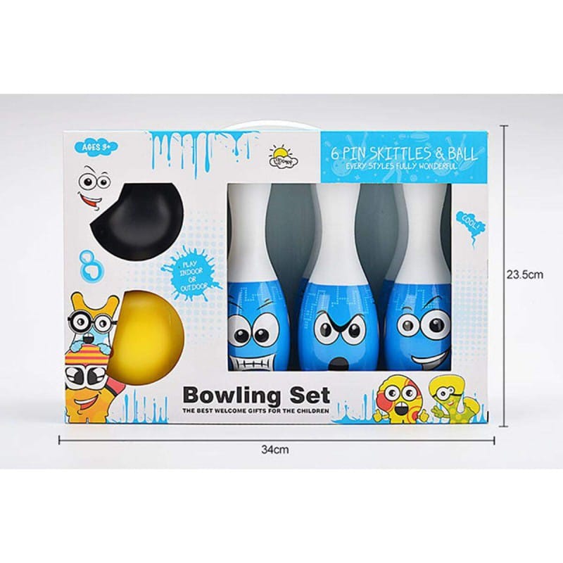 Picture of Bowling Set Toy with Emoji drawing for Kids Bowling Game Set 6 Bottles & 2 Balls - Multicolor