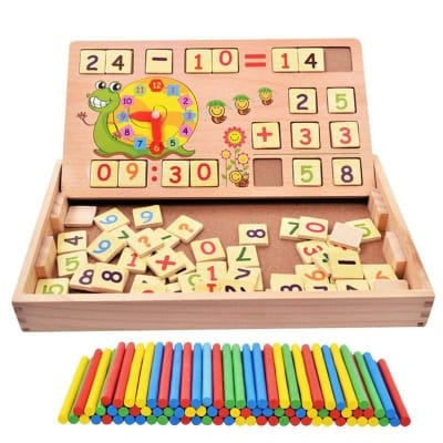 Picture of Felly Baby Toy Wooden Montessori Educational Toys, Wooden Teaching Time Clock, Wooden Number and Mathematical Intelligence Stick, Gifts for Children Kids Preschool Boys and Girls 3 4 5 Years Old