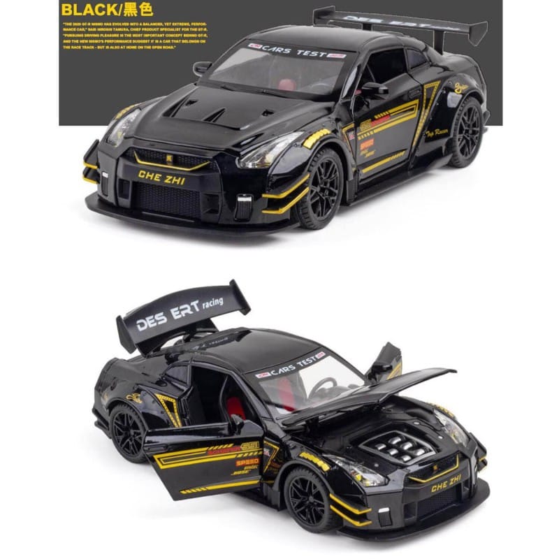 Picture of 1/24 Big Nissan GTR R35 Toy Car Metal Pull Back Diecast Car with Openable Door and Sound Light, Gifts Toys for