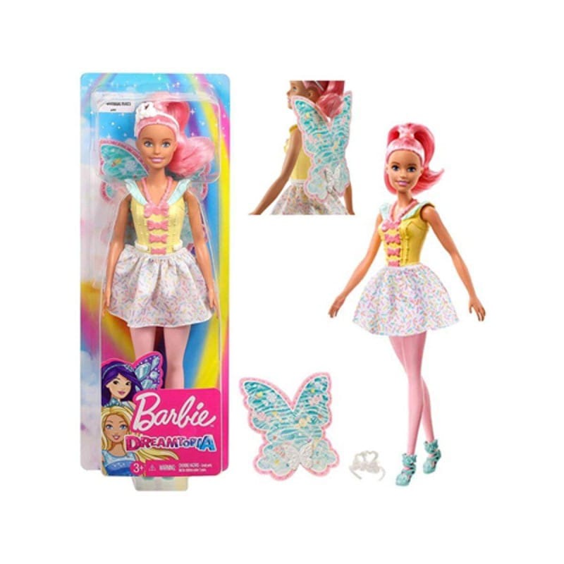 Picture of Barbie FXT03 Dreamtopia Fairy Doll - Pink Haired Doll with Yellow Dress 