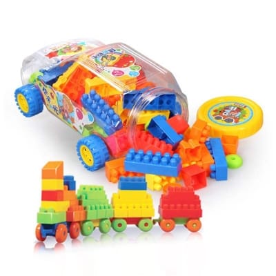 Picture of Big Building Block Cartoon Car Bottle Jumbo Blocks Toy Kids Education Building Bricks Set - Yellow