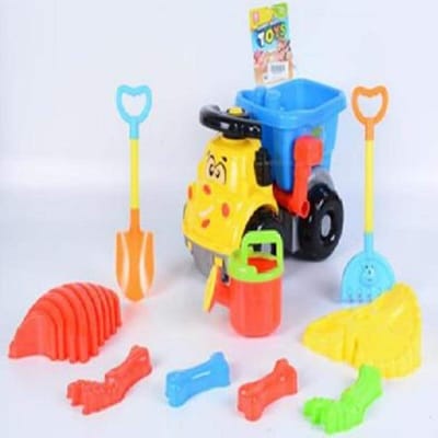 Picture of Toys Heavy Duty Friction Powered Cartoon Dumper Truck for Kids,11pcs sand beach truck. - Multicolor