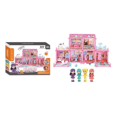 Picture of DIY dream villa furniture set with 6 girls dollhouse - Multicolor