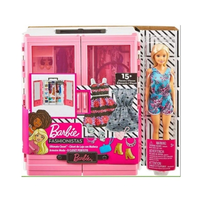 Picture of Barbie Fashionistas Ultimate Closet Portable Fashion Toy with Doll, Clothing, Accessories and Hangers, Gift for 3 to 8 Year Olds - Multicolor