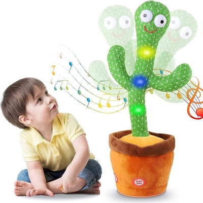 Picture of Dancing cactus talking cactus Stuffed Plush Toy Electronic toy with song plush cactus potted toy Early Education Toy For kids - Multicolor