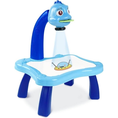 Picture of Funny Baby Drawing Learning Desk Toy With Project Function Children Educational Musical Painting Table Kids Favor Gift - Blue