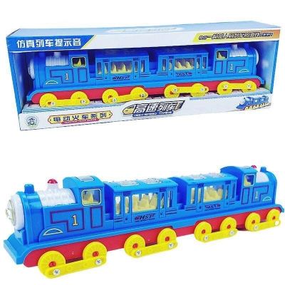 Picture of Electric Universal Music Locomotive 0061 Simulation Train Model Lighting Stall Night Market Park Children's Toys - Blue
