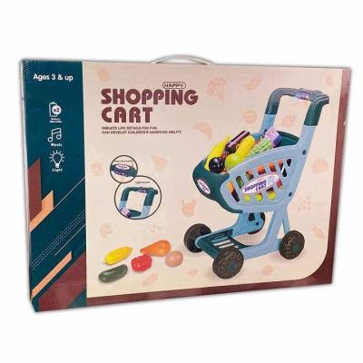 Picture of Musical Supermarket Fruit Trolley Groceries Shopping Cart Toys - Pink