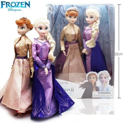 Picture of 2Pcs/Set 28Cm Toys Frozen 2 Elsa Anna Figure Princess Doll Toys, With Accessories Frozen Girl'S Collection Dolls Kids - Multicolor