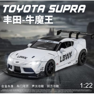 Picture of 1:22 Die Cast Metal Car Model Supra Collection Toy with Pull Back Function Lights Sound Open Door for Kids Pack of 1 (Red)