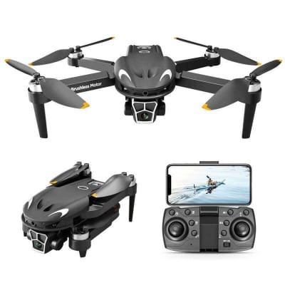 Picture of V166 Mini Drone with Camera, Foldable 1080P Adjustable Dual Camera Drone with 50x Zoom Lens, Gesture Control, 2 Batteries, Brushless Motor Drone for Kids Christmas Gifts, Adults, Beginners - Black