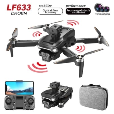 Picture of LF633 Drone 4K HD Three Camera Brushless Motor Optical Flow Lobstacle Avoidance Remote Screen Control LF633 Rc Drones - Black