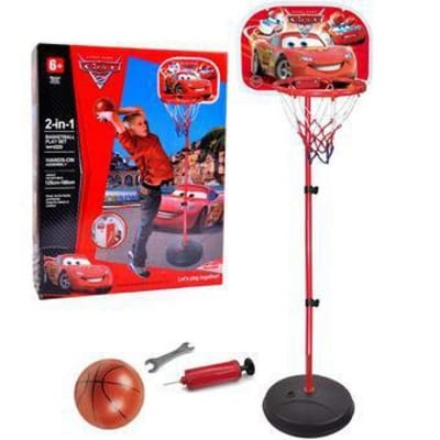 Picture of Plastic 2 in 1 Basketball Play Set For Kids - Multi Color (666-6C) - Red