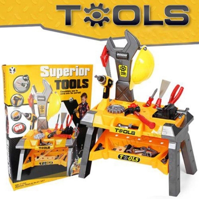 Picture of Childrens Kids Tools Workshop Bench Station DIY Toy Set - Yellow
