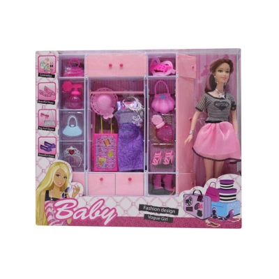 Picture of WISHKEY Doll with Complete Wardrobe Set Full of Dresses and Accessories for Girls