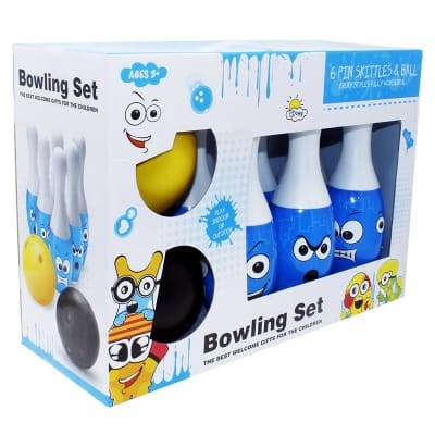 Picture of Bowling Set Toy with Emoji drawing for Kids Bowling Game Set 6 Bottles & 2 Balls - Multicolor