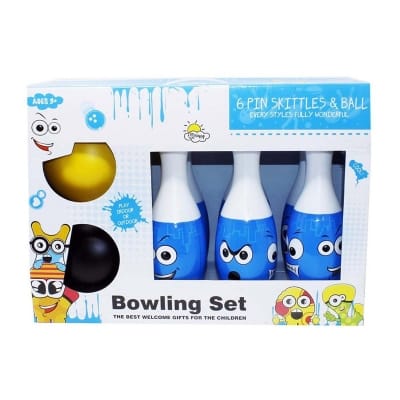 Picture of Bowling Set Toy with Emoji drawing for Kids Bowling Game Set 6 Bottles & 2 Balls - Multicolor