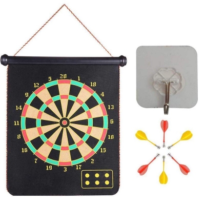 Picture of Magnetic Dart Board Set, Double Sided Hanging Dartboard with 6PCS Dart Flights, Adult Office Home or Outdoor Games - Black