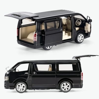 Picture of 1:32 Toyota Hiace Van Diecasts Alloy Car Luxurious Simulation Toy Vehicles Metal Car 6 Doors Open Model Car Sound Light Toys For Gift