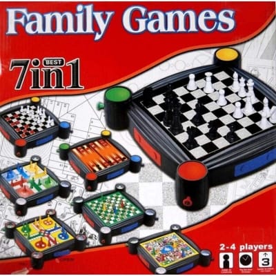 Picture of Best Family Games 7 in 1 Board Games Ludo (classic), Ludo (new version), Chess, Draughts, Backgammon, Snakes and ladders goose - Multicolor