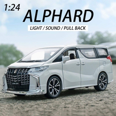 Picture of 1:24 Toyota Alphard MPV Diecasts Car Simulation Steering Shock Toy Vehicles Metal Car 6 Doors Open Model Car Sound Light Toys For Children Gift - Black