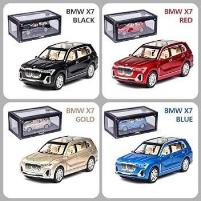 Picture of Alloy Metal 1:24 BMW X7 Model Car, Zinc Alloy Die-cast Toy Vehicles, Openable Doors, Music, Lights & Pull Back Toy Car with Sound & Light for Kids (BMW X7 SUV) - Multicolor