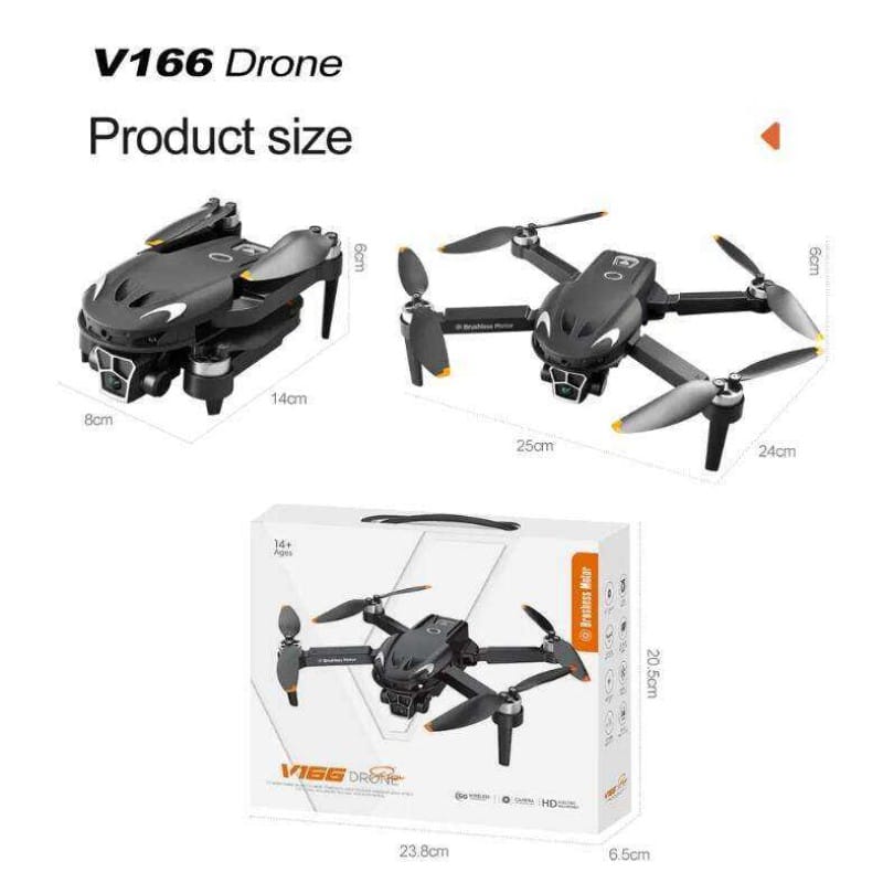 Picture of V166 Mini Drone with Camera, Foldable 1080P Adjustable Dual Camera Drone with 50x Zoom Lens, Gesture Control, 2 Batteries, Brushless Motor Drone for Kids Christmas Gifts, Adults, Beginners - Black