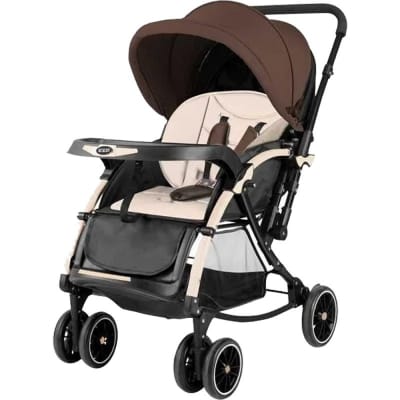 Picture of Baby Stroller C3 Pram for Your Baby with Rocking Mood and Adjustable Handle Bar Best Premium Quality Prams Trolly- Magenta and Blue Gift for Baby