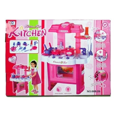 Picture of 29 Pcs Kids Electronic Pretend Play Kitchen Cooker Set- Pink 