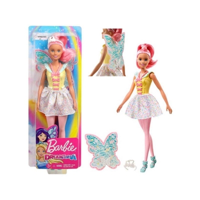 Picture of Barbie FXT03 Dreamtopia Fairy Doll - Pink Haired Doll with Yellow Dress 