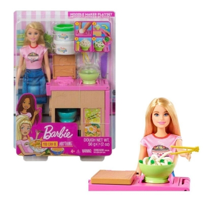 Picture of Barbie Noodle Bar Playset with Blonde Doll, Workstation, Accessories - Multicolor