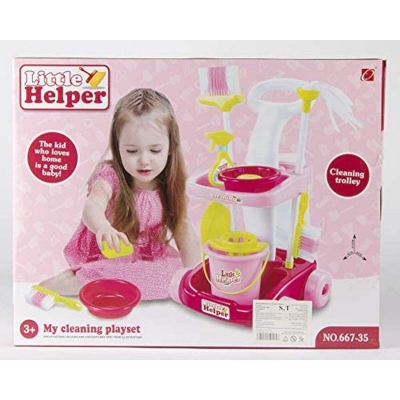 Picture of Little helper Kids Cleaning Trolley Toy cleaning Play Set - Multicolor