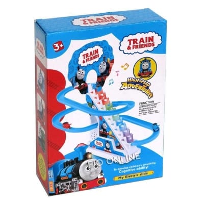 Picture of Thomas Train Track Set Toy Electric Staircase Slide Track Set Toy With Light & Music - Blue