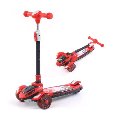 Picture of Kick Scooter for Kids 3 Wheels Deluxe Folding Aluminum 3 Adjustable Height Glider with LED Light Up wheels Body Balance Scooter