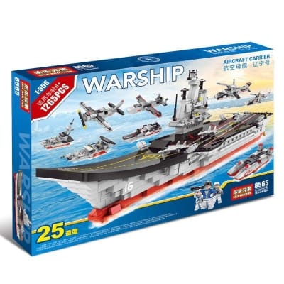 Picture of 1265 Pcs New Warship Aircraft Carrier  For Kids Military Building Blocks 25 Style Big Size Lele Brother 8565 Model - Multicolor