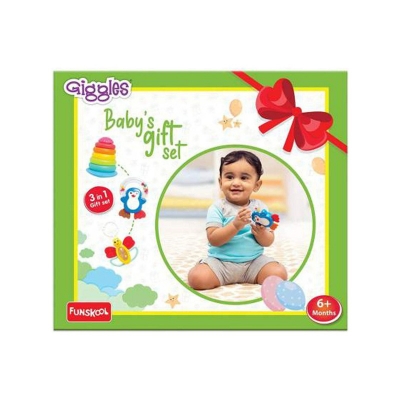 Picture of Funskool Giggles Baby's Gift Set With The Cute Rattle and the stacking make the perfect Toy - Multicolor