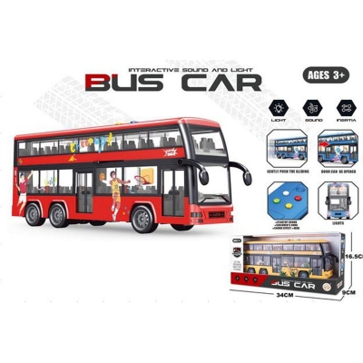 Picture of Solid color lighting IC inertia double deck bus - red