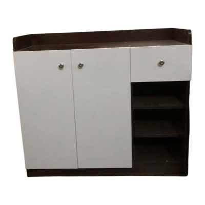 Picture of 2 Door Shoe Rack Cabinet with Drawer, Engineered Wood Footwear Organizer with Open Shelves for Home & Office H91 × W76 × D30 cm